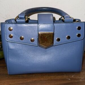 Jimmy Choo Blue Satchel with bronze Accents